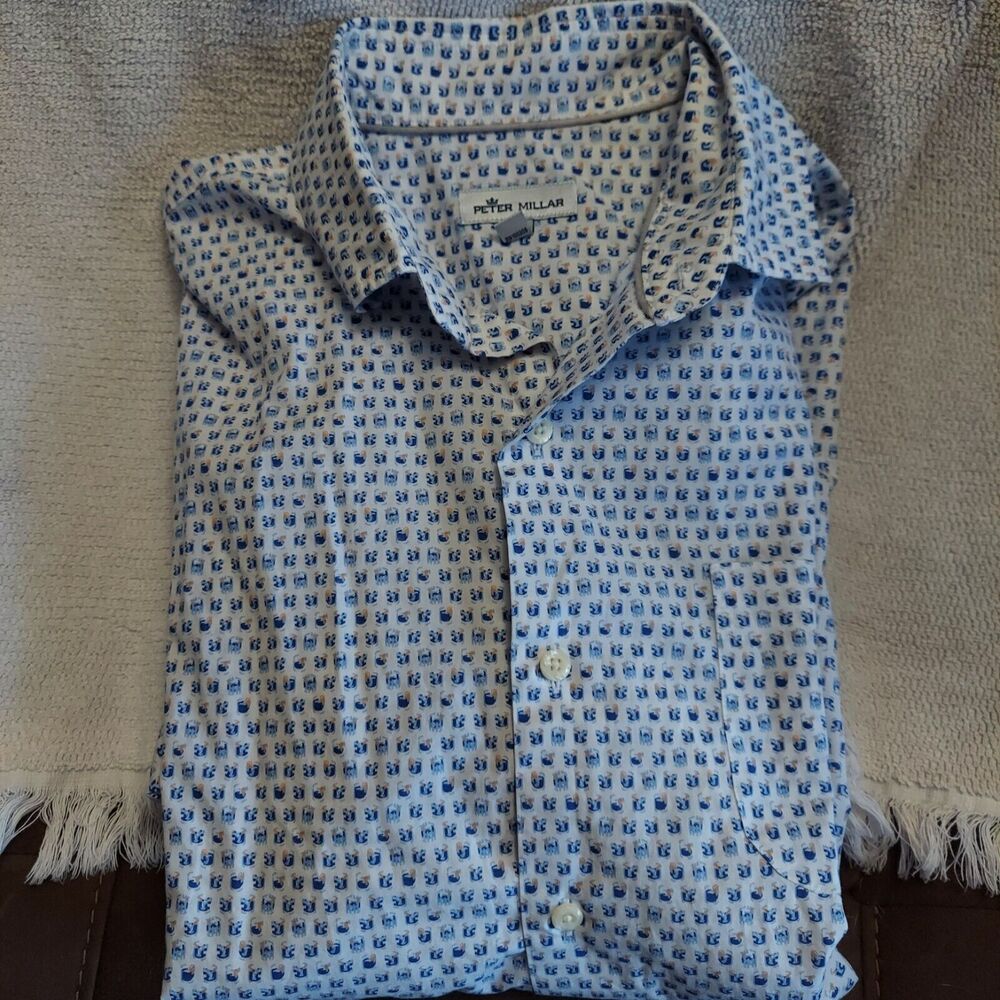 Peter Millar Blue Short Sleeve Shirt Size M